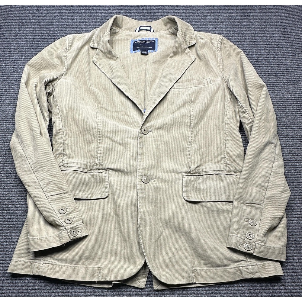 American Eagle Outfitters Blazer Mens Medium Beige Corduroy 2 Button Casual